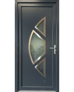 Porte d'entrée PVC KF32 gris anthracite Hauteur 215 x Largeur 90 cm (Dimensions hors-tout : 218 x 96 cm)